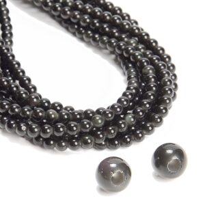 2.0mm Hole Rainbow Obsidian Smooth Round Beads 6mm 8mm 10mm 15.5" Strand