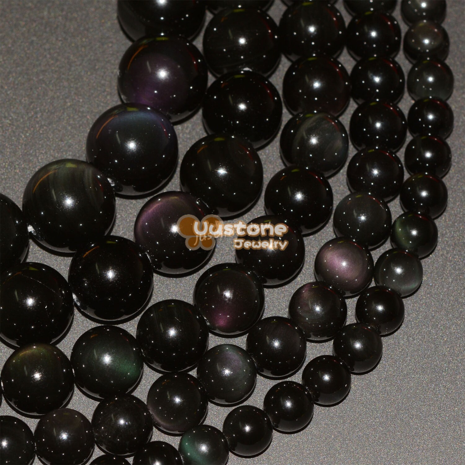 Natural A Grade Rainbow Obsidian Crystal Round Beads Full Strand 6mm 8mm 10mm 12mm 14mm 16mm