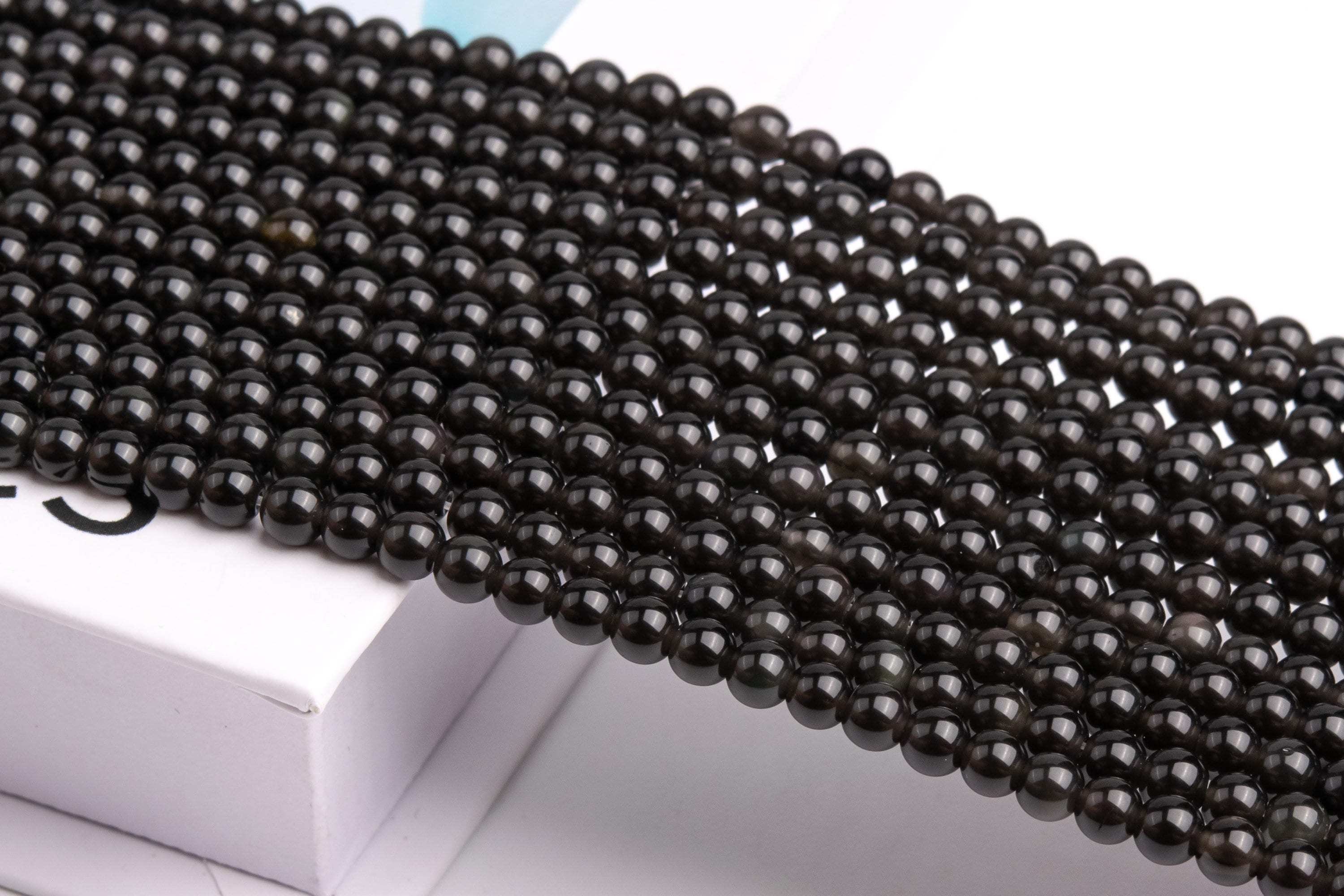 Natural Rainbow Obsidian Gemstone Grade Aa Round 4mm Loose Beads