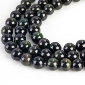 Natural Rainbow Obsidian Smooth Round Beads 4mm 6mm 8mm 10mm 12mm 16mm 15.5" Strand