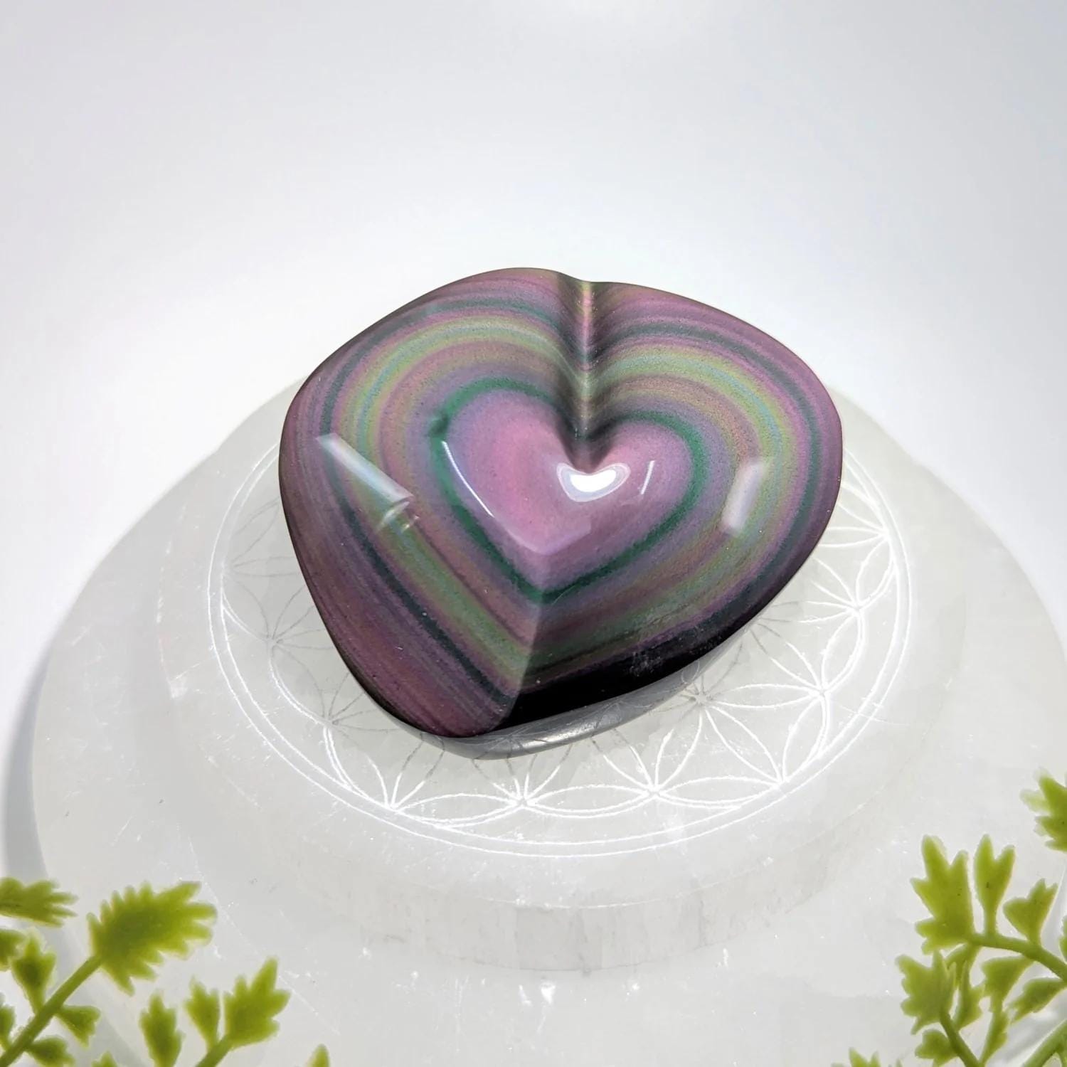 Rainbow Obsidian 2.5" Heart Carving #bc1255