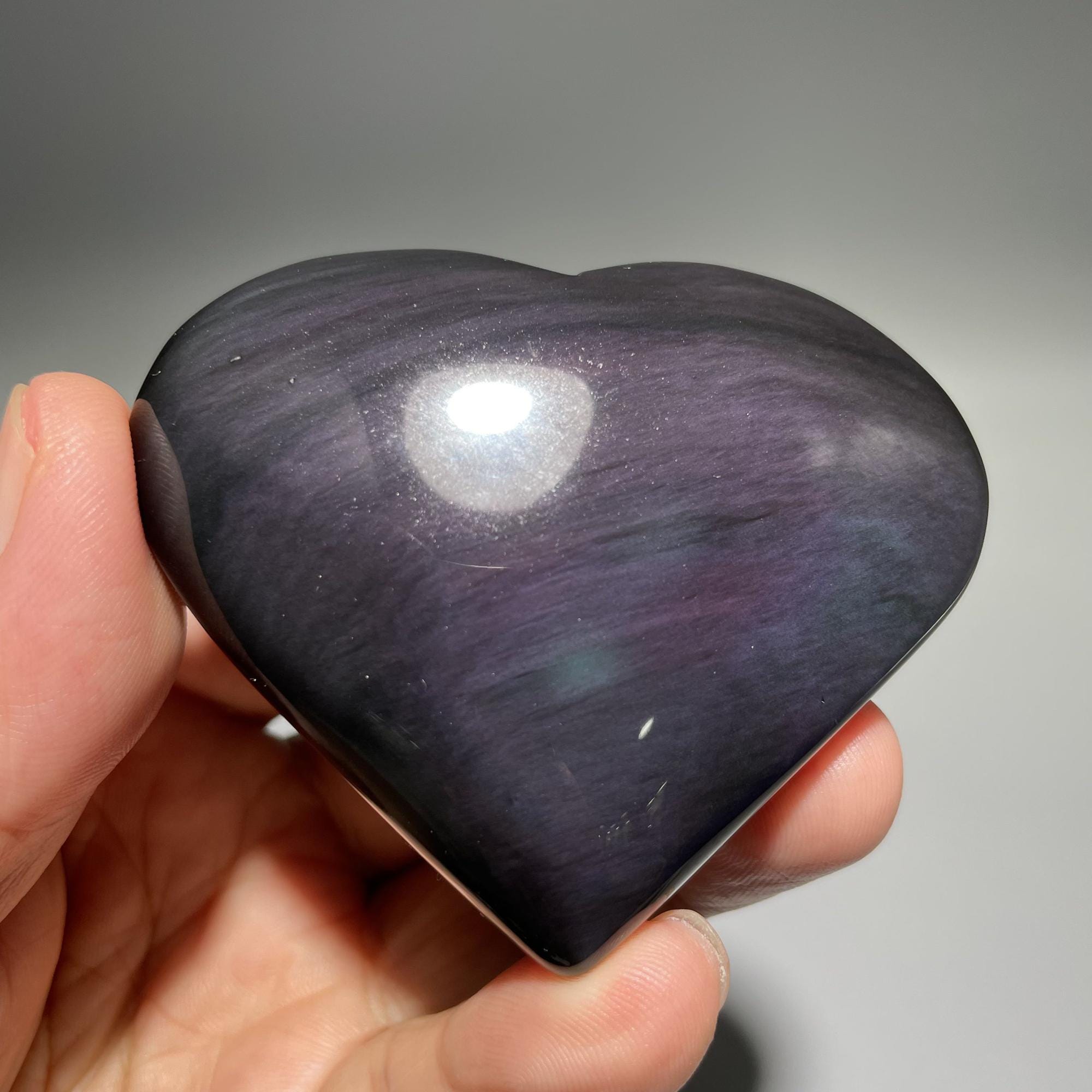 3.03" Natural Rainbow Obsidian Palm,heart Shape Rainbow Eye's Obsidian,hand Made Decor, Reiki Heal Crystal Palm Stone,wonderful Gift For Her