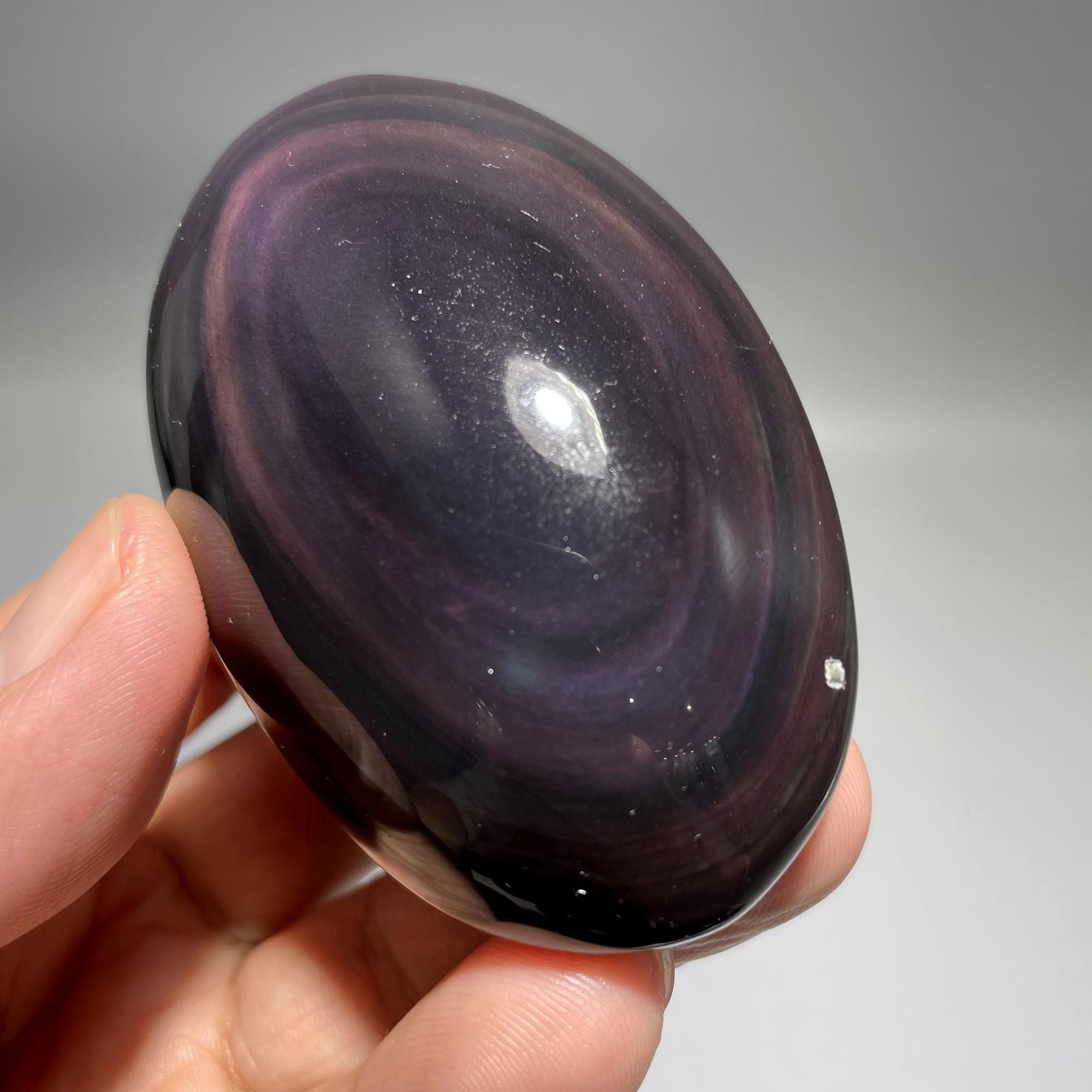 3" Natural Rainbow Obsidian Palm,oval Shape Rainbow Eye's Obsidian,hand Made Decor, Reiki Healing Crystal Palm Stone,wonderful Gift For Her