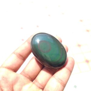 AAA Rainbow Obsidian Palm Stone: Polished Healing Crystal (53x38x22 MM)
