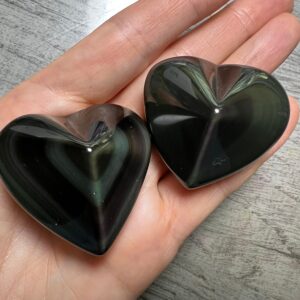 Black Rainbow Obsidian Heart, Natural Obsidian Collectible, Gemstones Home Decor, Stone Heart, Christmas Gift Idea Under 35