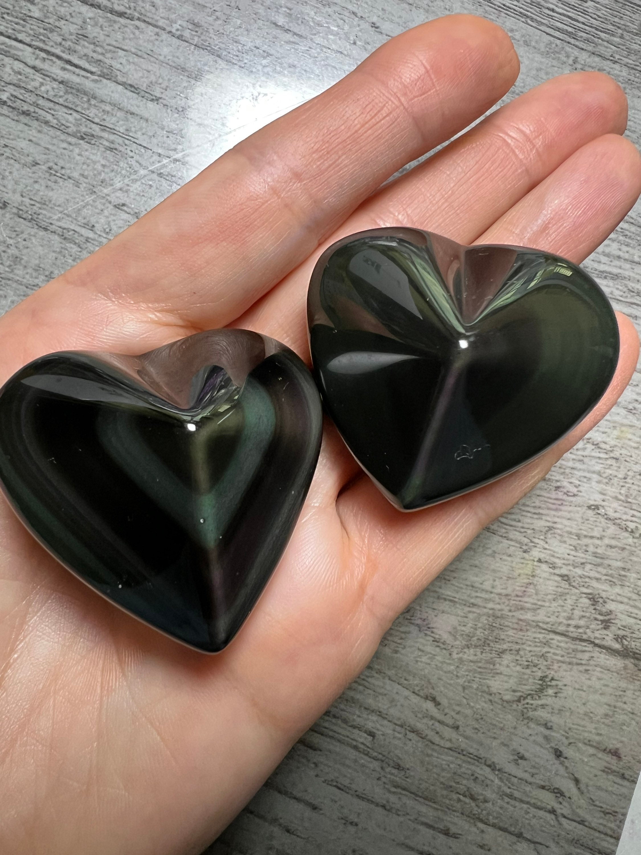 Black Rainbow Obsidian Heart, Natural Obsidian Collectible, Gemstones Home Decor, Stone Heart, Christmas Gift Idea Under 35