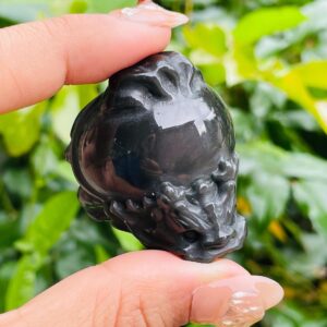 Rainbow Obsidian Dragon Turtle Carving: Purple Sheen Crystal, 36g