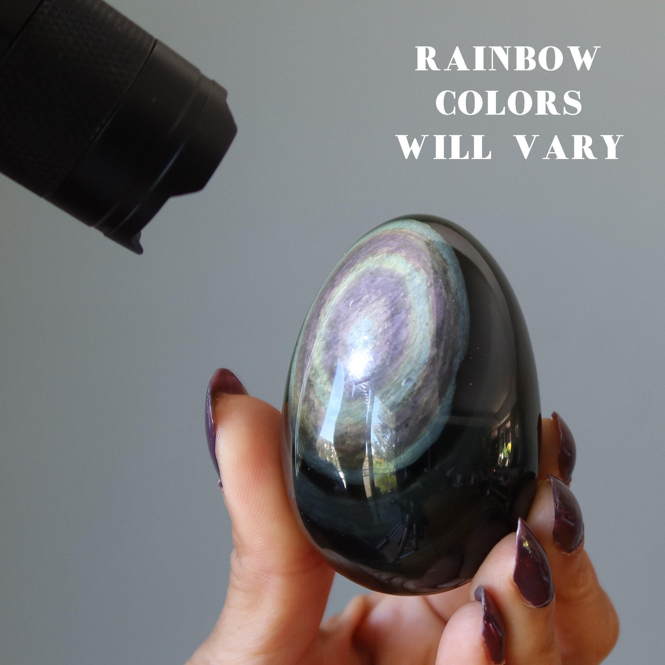 Rainbow Obsidian Egg Shadow Of Night Blue Gray Magic