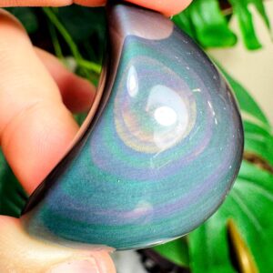 Rainbow Obsidian Moon Carving, Polished Crystal (1.5 inch)