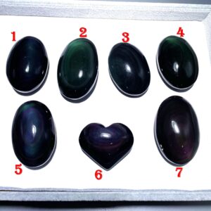 Natural Rainbow Obsidian Palm,heart&oval Shape Rainbow Eye's Obsidian,hand Made Decor, Reiki Heal Crystal Palm Stone,wonderful Gift For Her