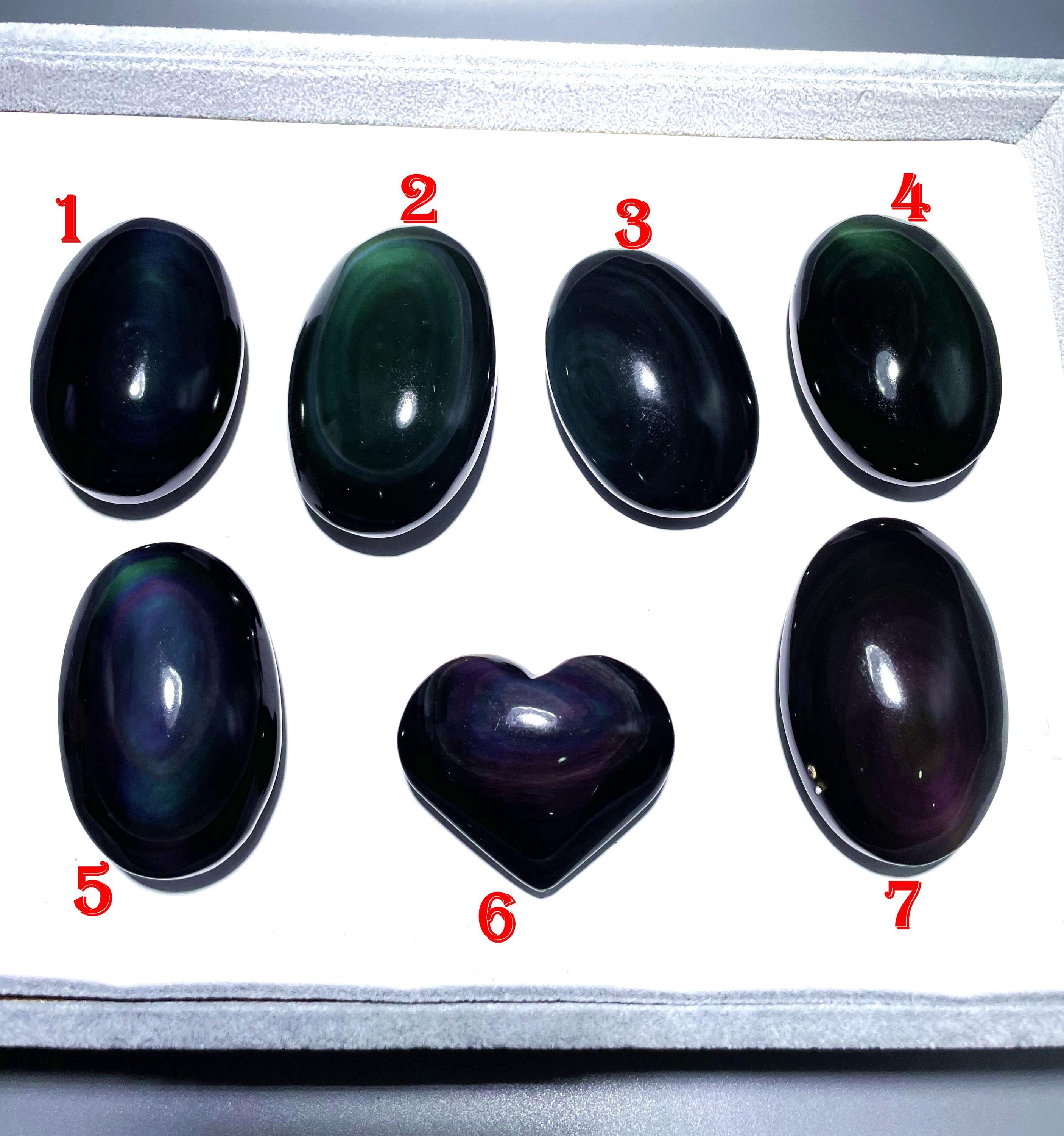 Natural Rainbow Obsidian Palm,heart&oval Shape Rainbow Eye's Obsidian,hand Made Decor, Reiki Heal Crystal Palm Stone,wonderful Gift For Her