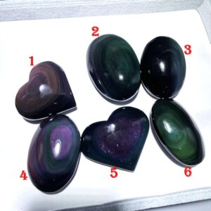 Natural Rainbow Obsidian Palm,heart&oval Shape Rainbow Eye's Obsidian,hand Made Decor, Reiki Heal Crystal Palm Stone,wonderful Gift For Her
