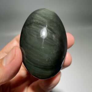 Natural Rainbow Obsidian Palm Stone: Reiki Healing Crystal Decor (2.91")