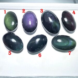 Natural Rainbow Obsidian Palm,oval Shape Rainbow Eye's Obsidian,hand Made Decor, Reiki Healing Crystal Palm Stone,wonderful Gift For Her
