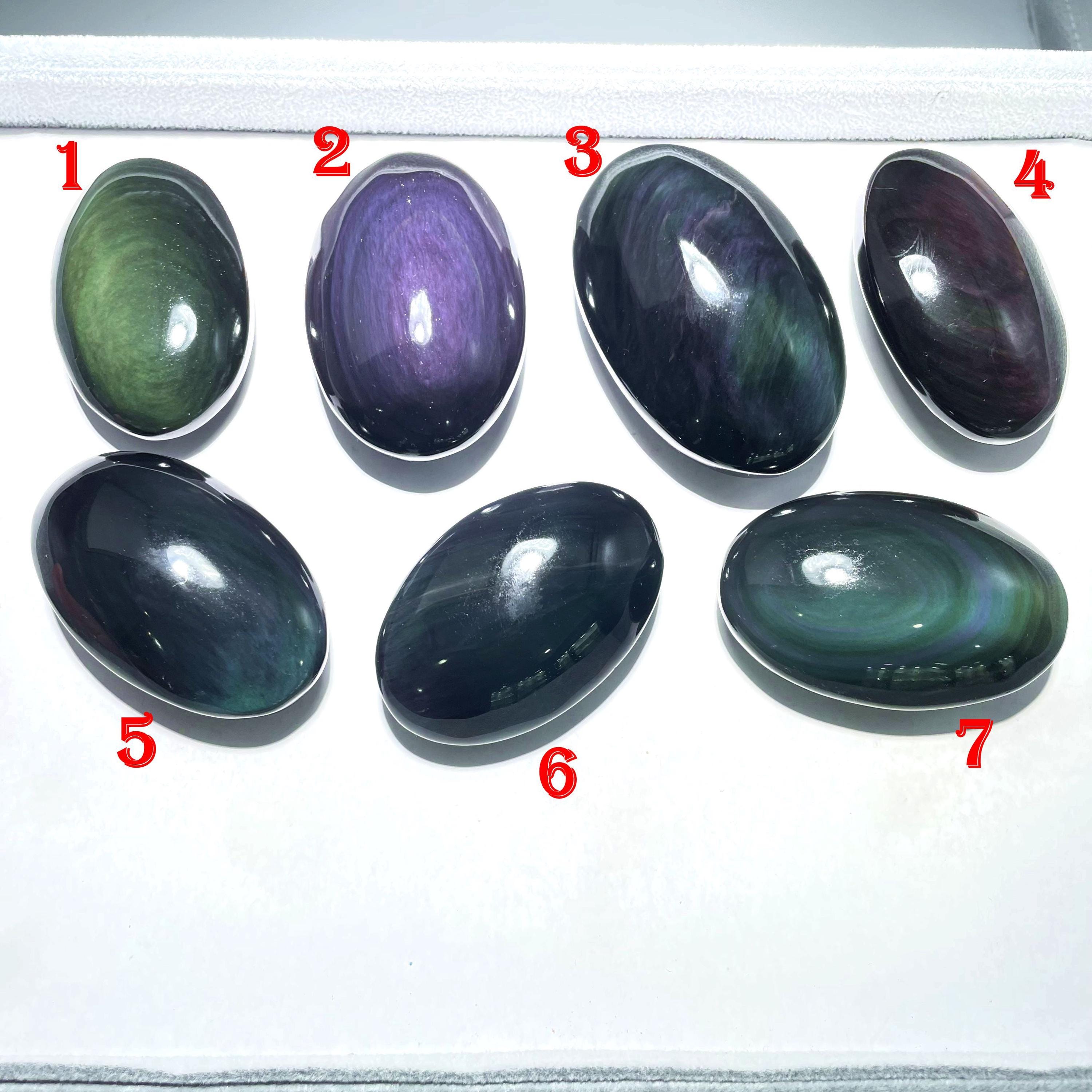 Natural Rainbow Obsidian Palm,oval Shape Rainbow Eye's Obsidian,hand Made Decor, Reiki Healing Crystal Palm Stone,wonderful Gift For Her