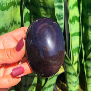 Rainbow Obsidian palm stone for increasing joy and pleasure in life - root chakra stone - volcanic glass