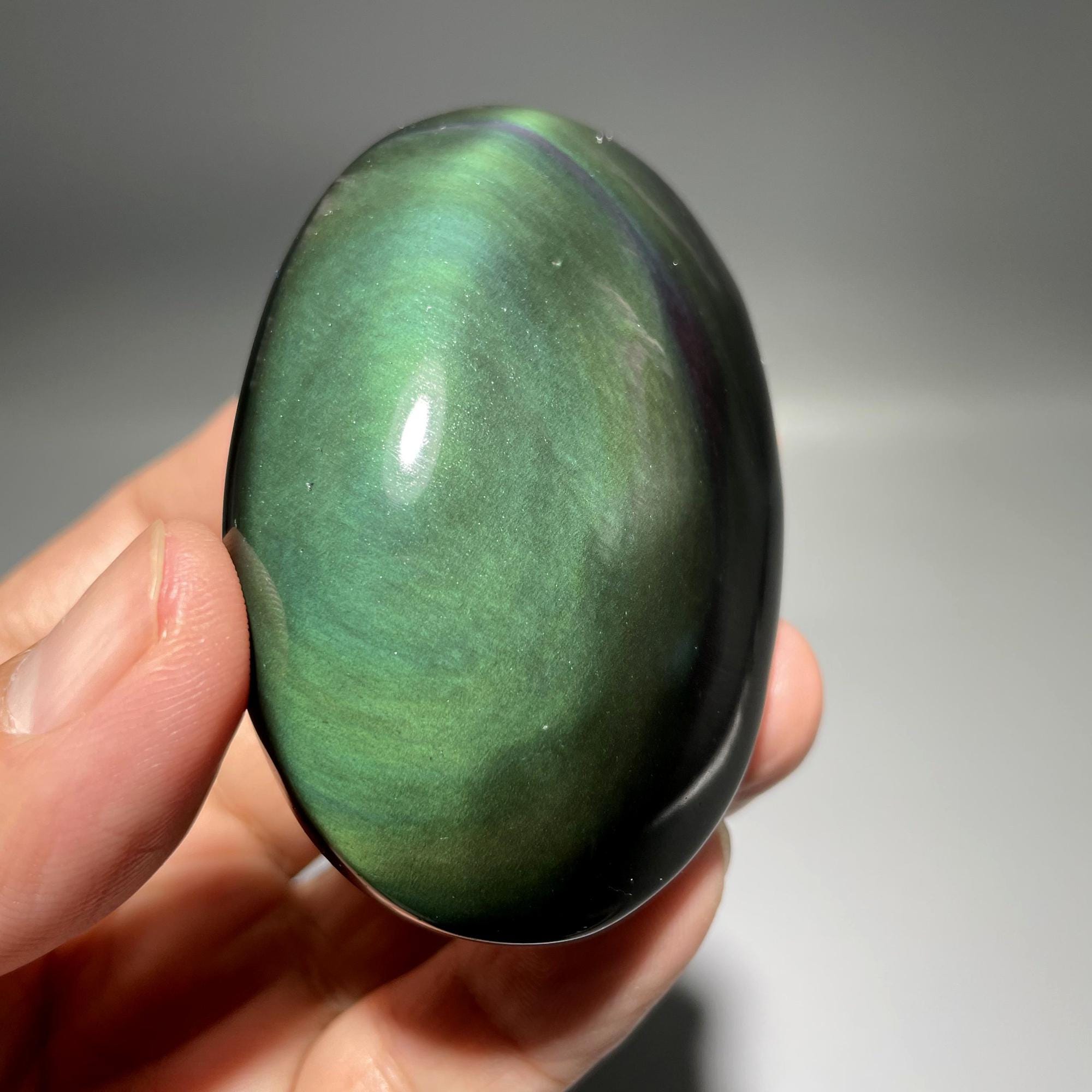 Rainbow Obsidian Palm Stone: Natural Reiki Healing Crystal Decor (3")