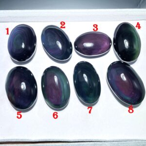 Rainbow Obsidian Palm Stone: Handmade Reiki Healing Crystal Decor