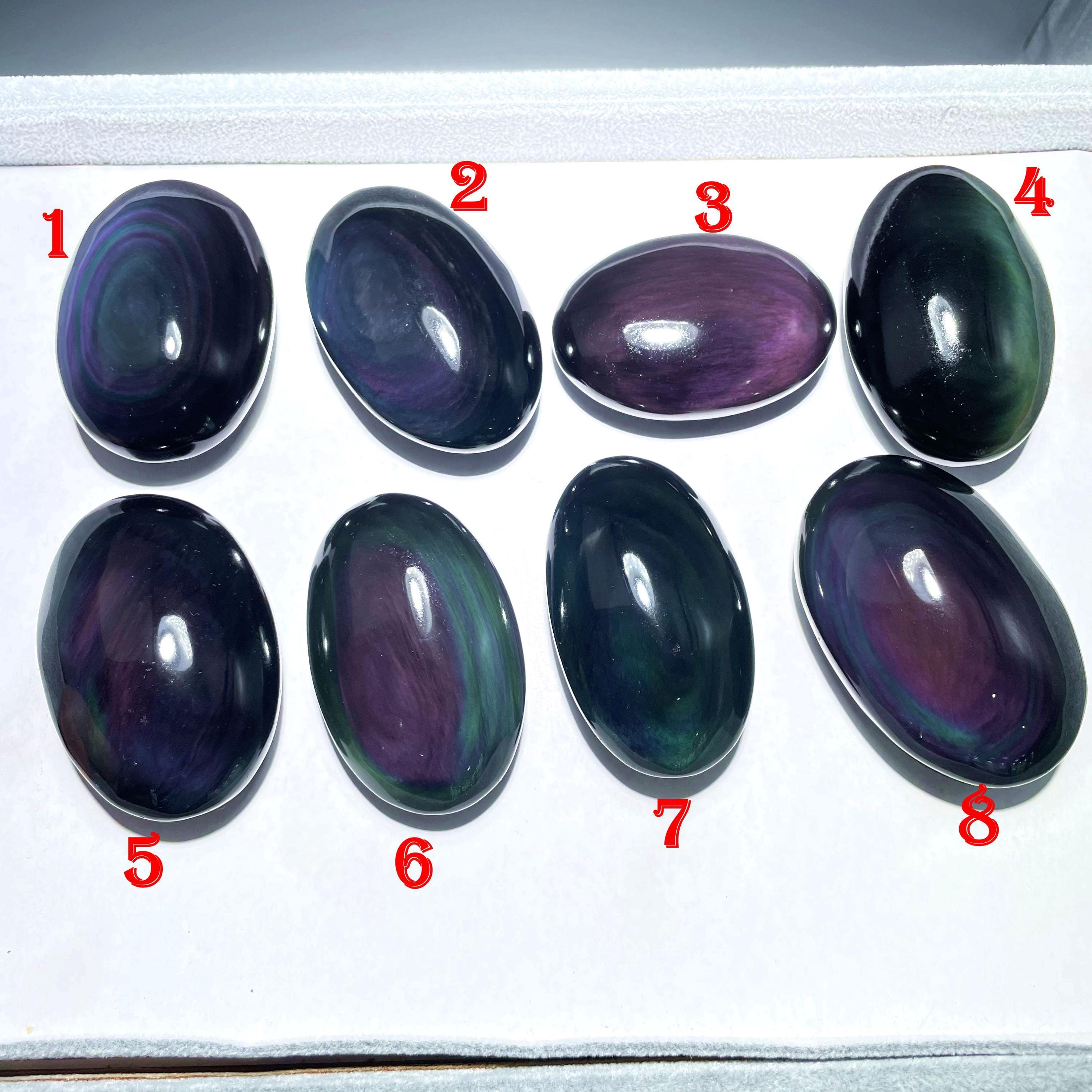 Rainbow Obsidian Palm Stone: Handmade Reiki Healing Crystal Decor