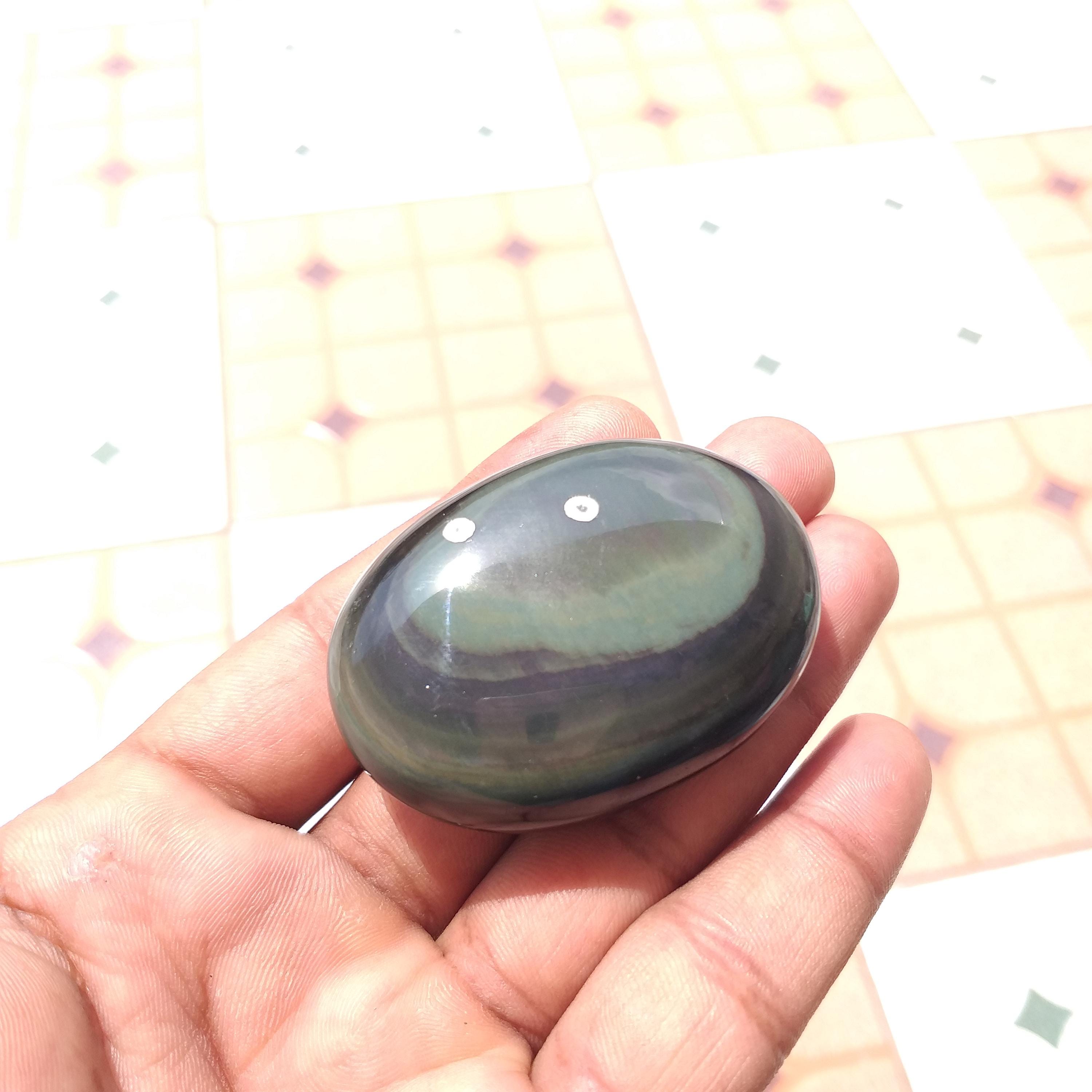 Rainbow Obsidian Palm Stone Handmade: Aaa Quality, Healing Crystal (54x39x20 Mm, 62.2 Grams