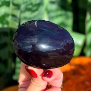 Rainbow Obsidian palm stone for increasing joy and pleasure in life - root chakra stone - volcanic glass