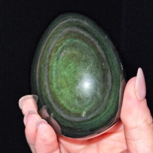 Rainbow Obsidian Palmstone | 151g | - #5 (polished Black Crystal Pocket Stone Palm, Root Chakra, Confidence)