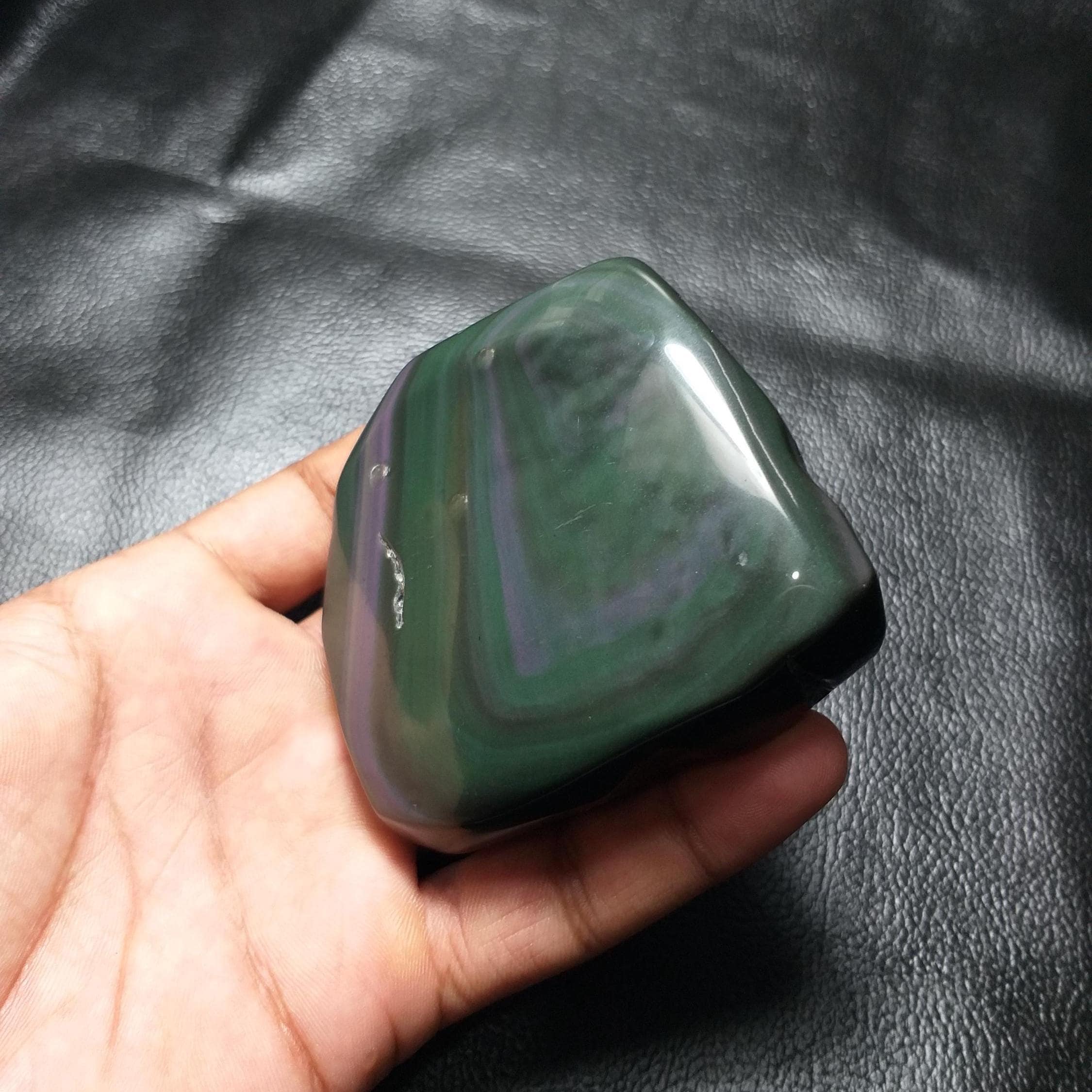 Polished Rainbow Obsidian Freeform: Healing Crystal Home Decor (229 Grams, 3.4'' Length)