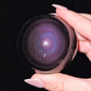 Rainbow Obsidian Sphere | 50mm | - #10 (polished Black Crystal Ball, Root Chakra, Healing Stone, Motivation)