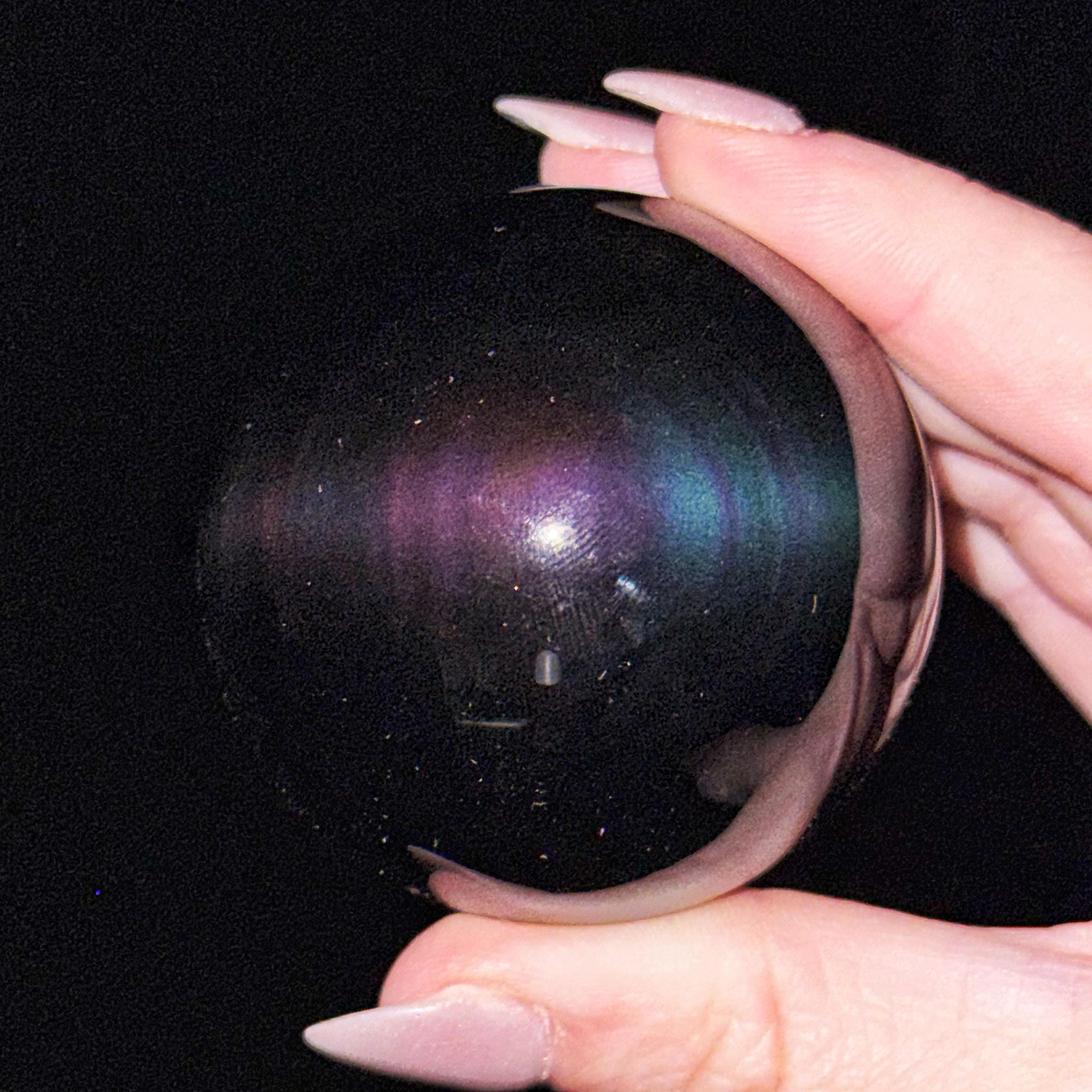 Rainbow Obsidian Sphere | 49mm | - #11 (polished Black Crystal Ball, Root Chakra, Healing Stone, Motivation)