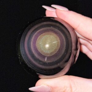Rainbow Obsidian Sphere | 49mm | - #12 (polished Black Crystal Ball, Root Chakra, Healing Stone, Motivation)
