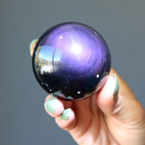 Rainbow Obsidian Sphere Purple Snowflake Spiritual Crystal Ball
