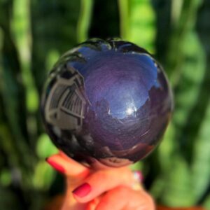 Rainbow Obsidian sphere w/ stand - LG volcanic glass - Obsidian stone