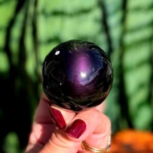 Rainbow Obsidian sphere w/ stand - volcanic glass - Obsidian stone