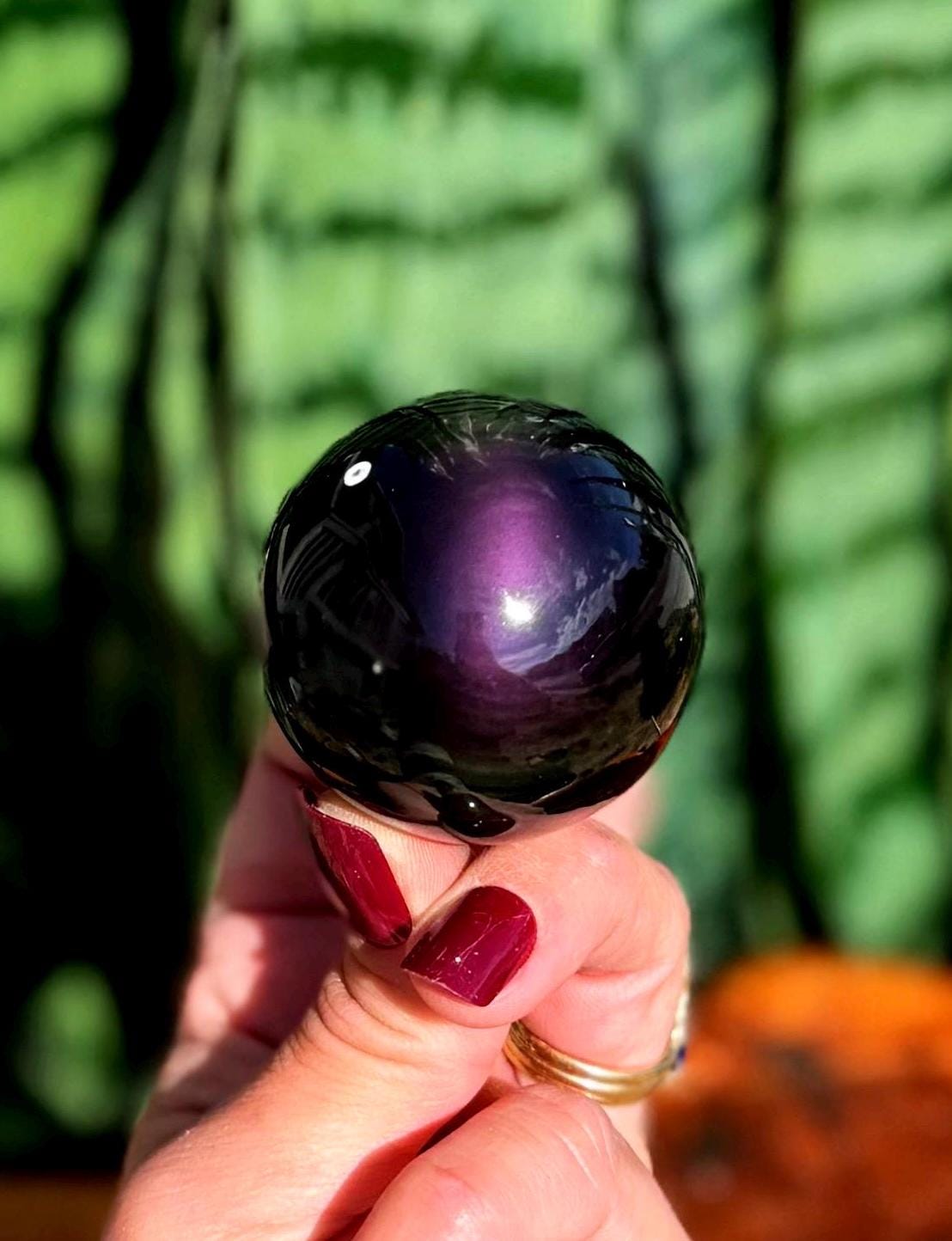Rainbow Obsidian Sphere W/ Stand - Volcanic Glass - Obsidian Stone