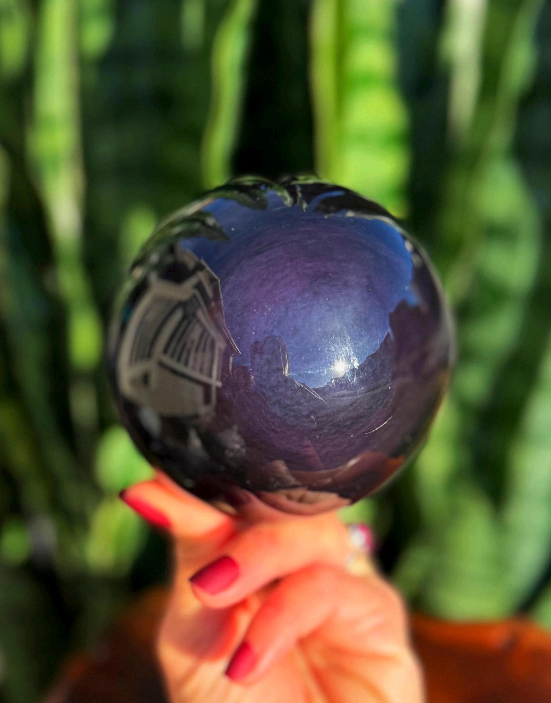 Rainbow Obsidian Sphere W/ Stand - Lg Volcanic Glass - Obsidian Stone