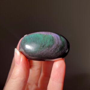 Velvet Rainbow Obsidian Palm , Rainbow Obsidian Crystal Palmstone