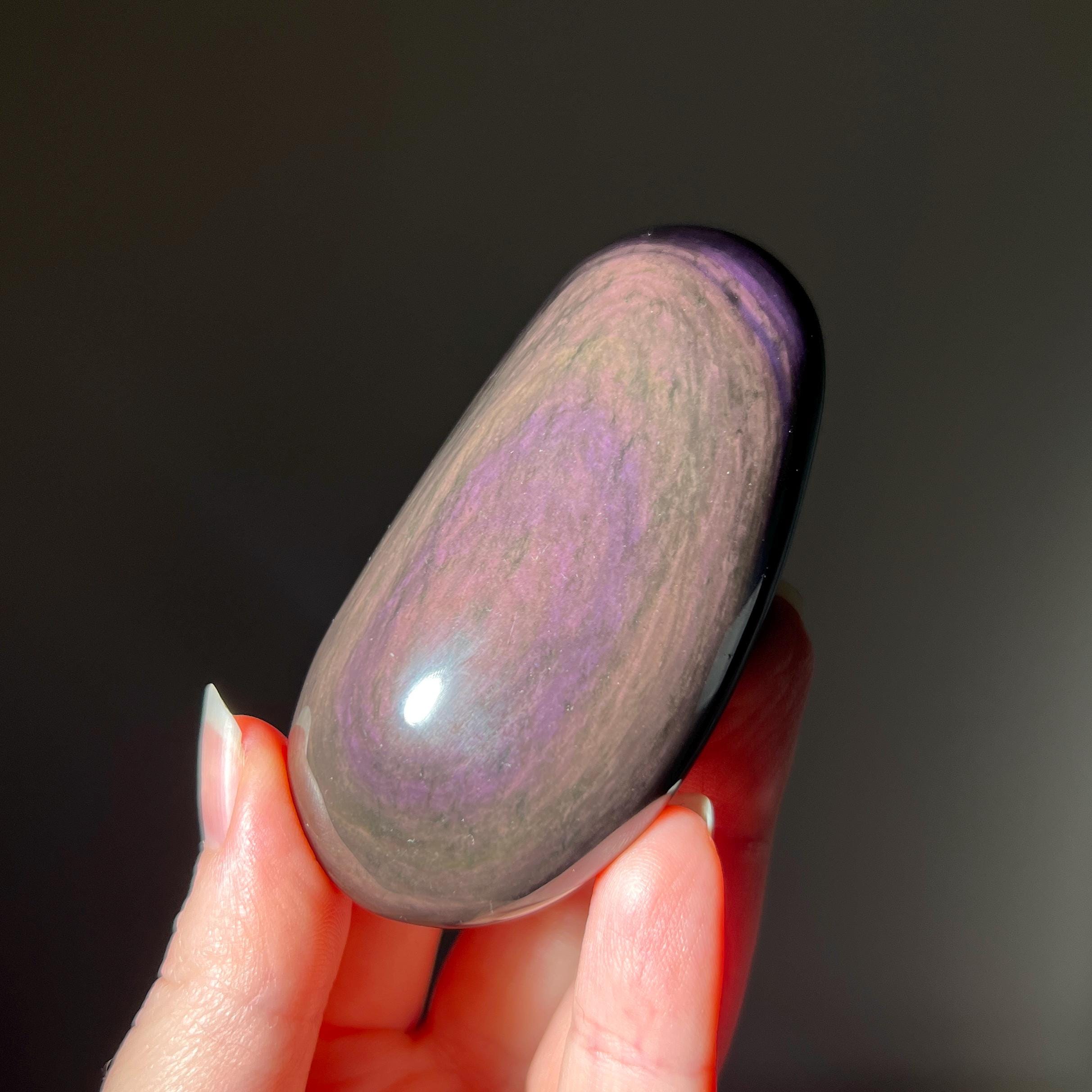 Velvet Rainbow Obsidian Palm | Rainbow Obsidian Crystal Palmstone