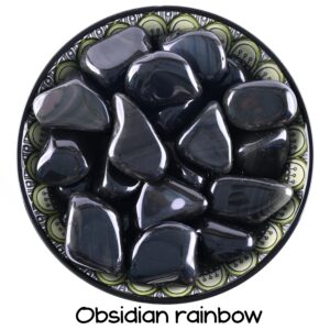Rainbow Obsidian Tumbled Stone, Mystic Sheen Crystal, Altar Ritual Shadow Work Gem