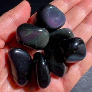 Rainbow Obsidian Tumbled Stone, Polished Obsidian Tumbler 1 inch Purple-Green-Blue