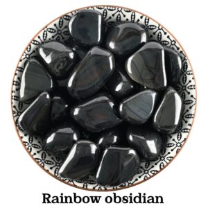 Rainbow Obsidian Tumbled Stone, Polished Black Crystal, Altar Ritual Healing Gem