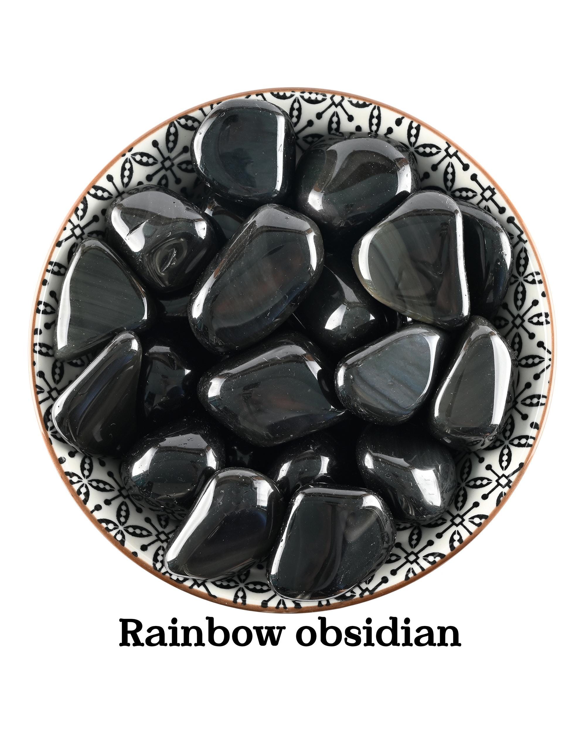 Rainbow Obsidian Tumbled Stone, Polished Black Crystal, Altar Ritual Healing Gem