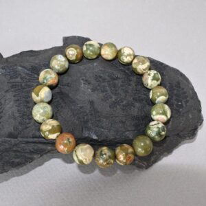 10 mm Rhyolite Bracelet, Gemstone Bracelet Boho Rhyolite Bracelet Crystal Beads Bracelet Jewelry Rhyolite Stone Stretch Bracelet gift