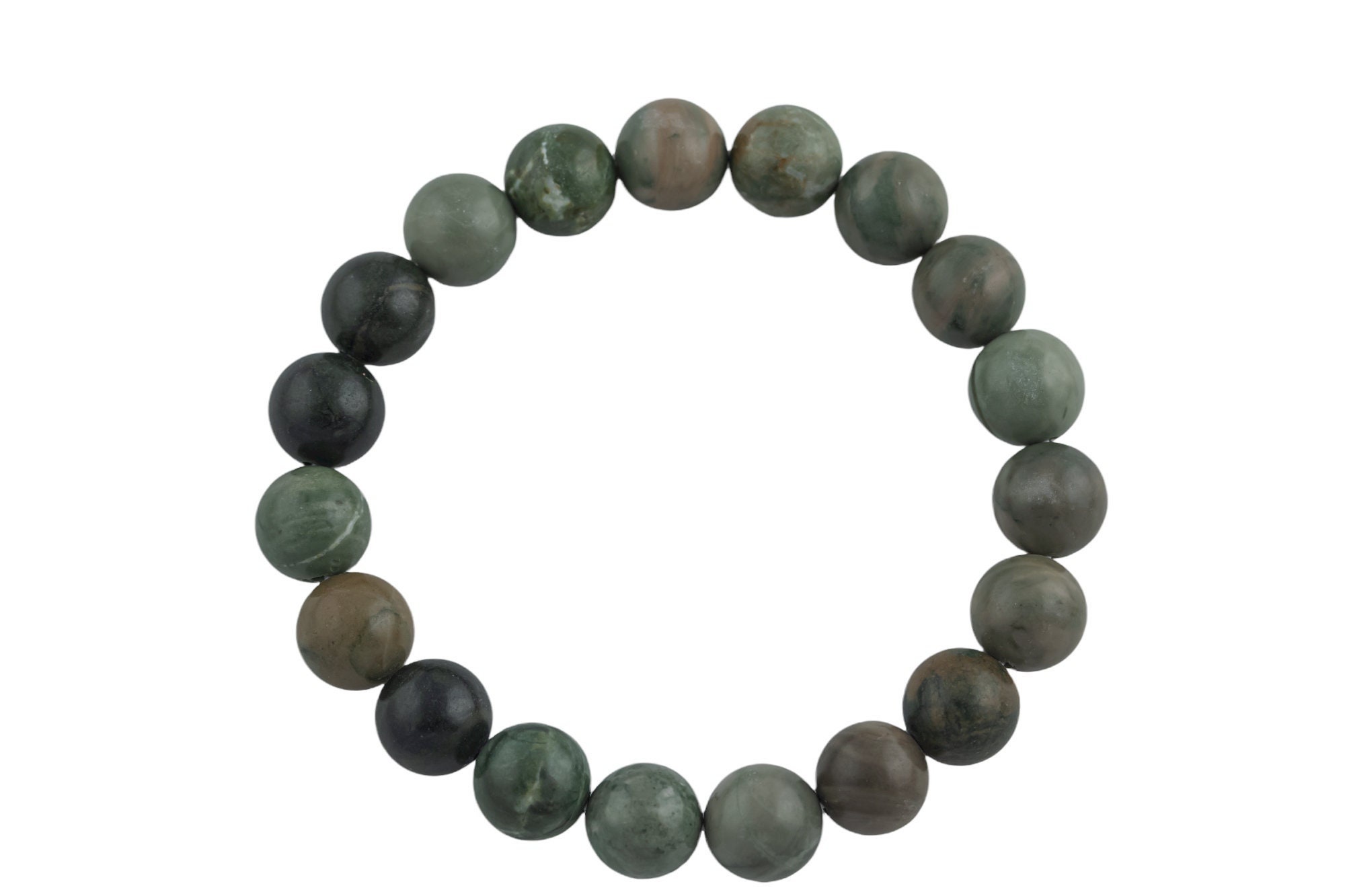 Natural Rainforest Jasper Round Size 10mm And 12mm- Handmade In Usa- Approx. 7-7.5" Bracelet Crystal Bracelet- Lgs