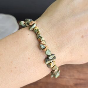 Rhyolite Crystal Chips Bracelet: Handmade Gemstone Beaded Bracelet