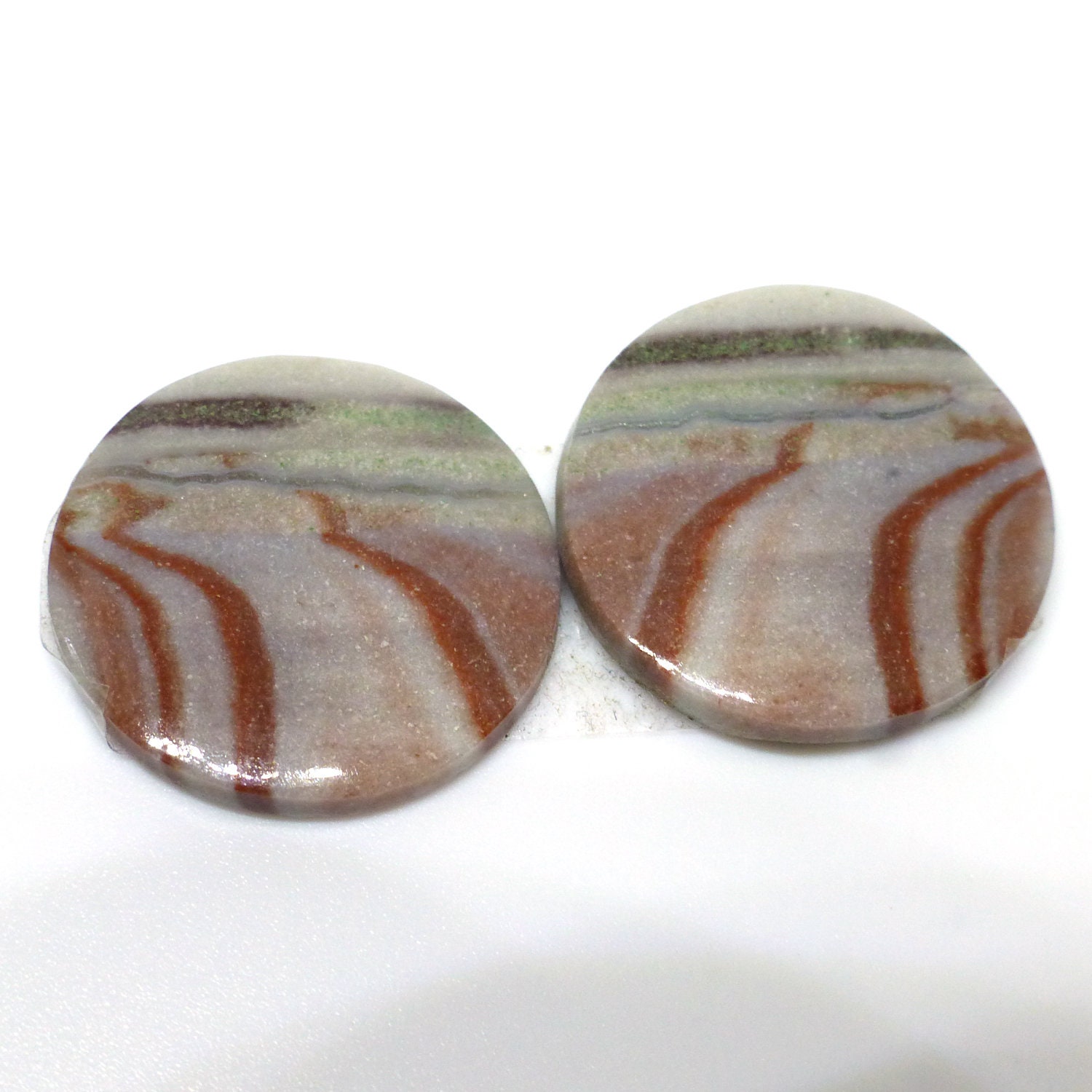 19.005 Carats Rainbow Rhyolite Wonderstone Utah Cabochons Pair For Earrings Handmade Cabochon For Use In Jewelry Designs Vernon Hills Utah