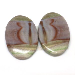 21.475 Carats Rainbow Rhyolite Wonderstone Utah Cabochons Pair For Earrings Handmade Cabochon For Use In Jewelry Designs Vernon Hills Utah