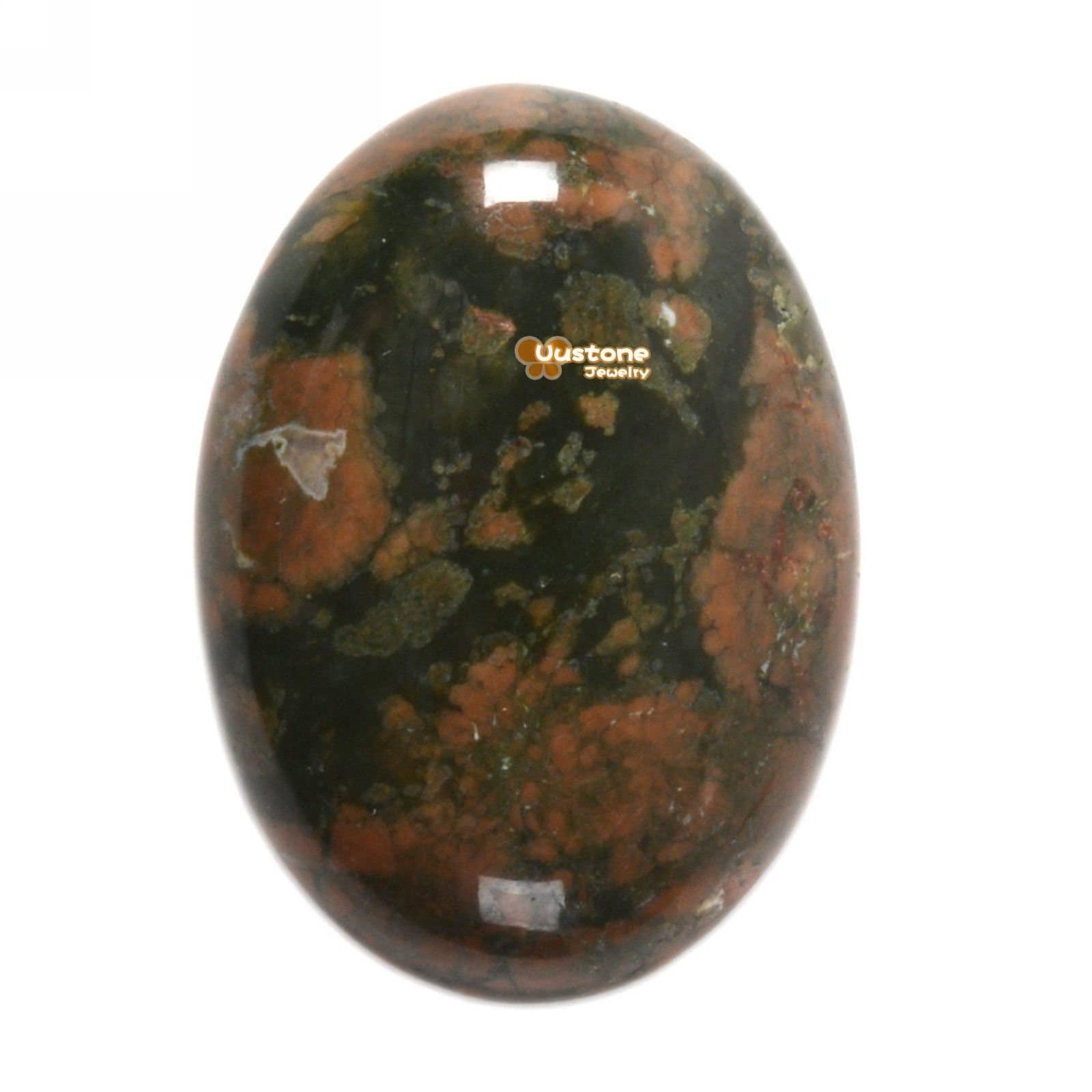 30mm Rainforest Rhyolite Jasper Oval Flatback Cab Cabochon