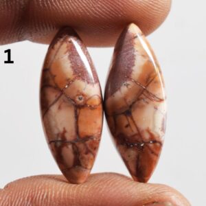Natural Bird's Eye Rhyolite Cabochon Gemstones For Jewelry Making (4 Pairs)