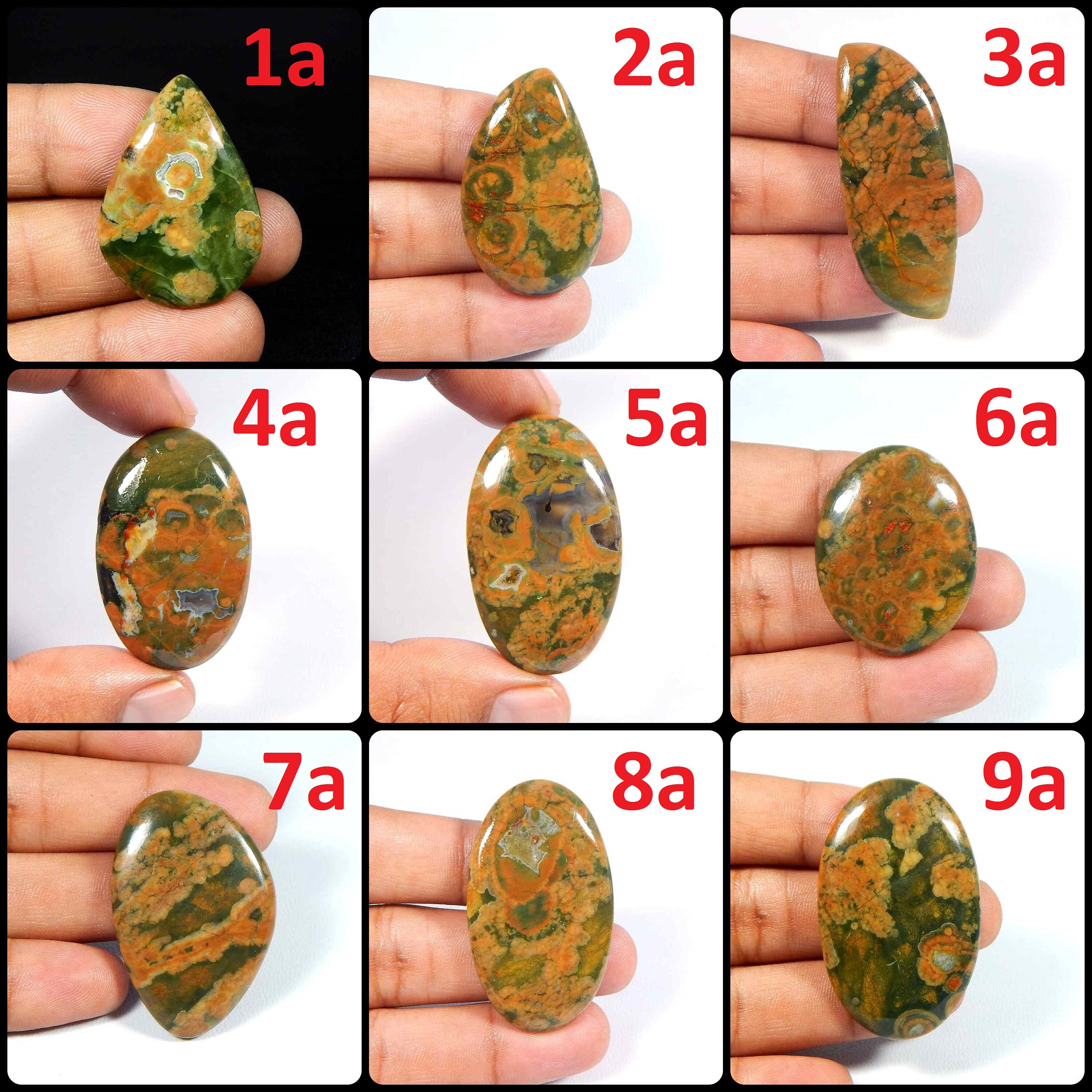 Natural Rainforest Jasper. Rhyolite Jasper Gemstone. Elegant~ Rhyolite Jasper Cabochon. Mix Shape Rhyolite Loose. Variation- B