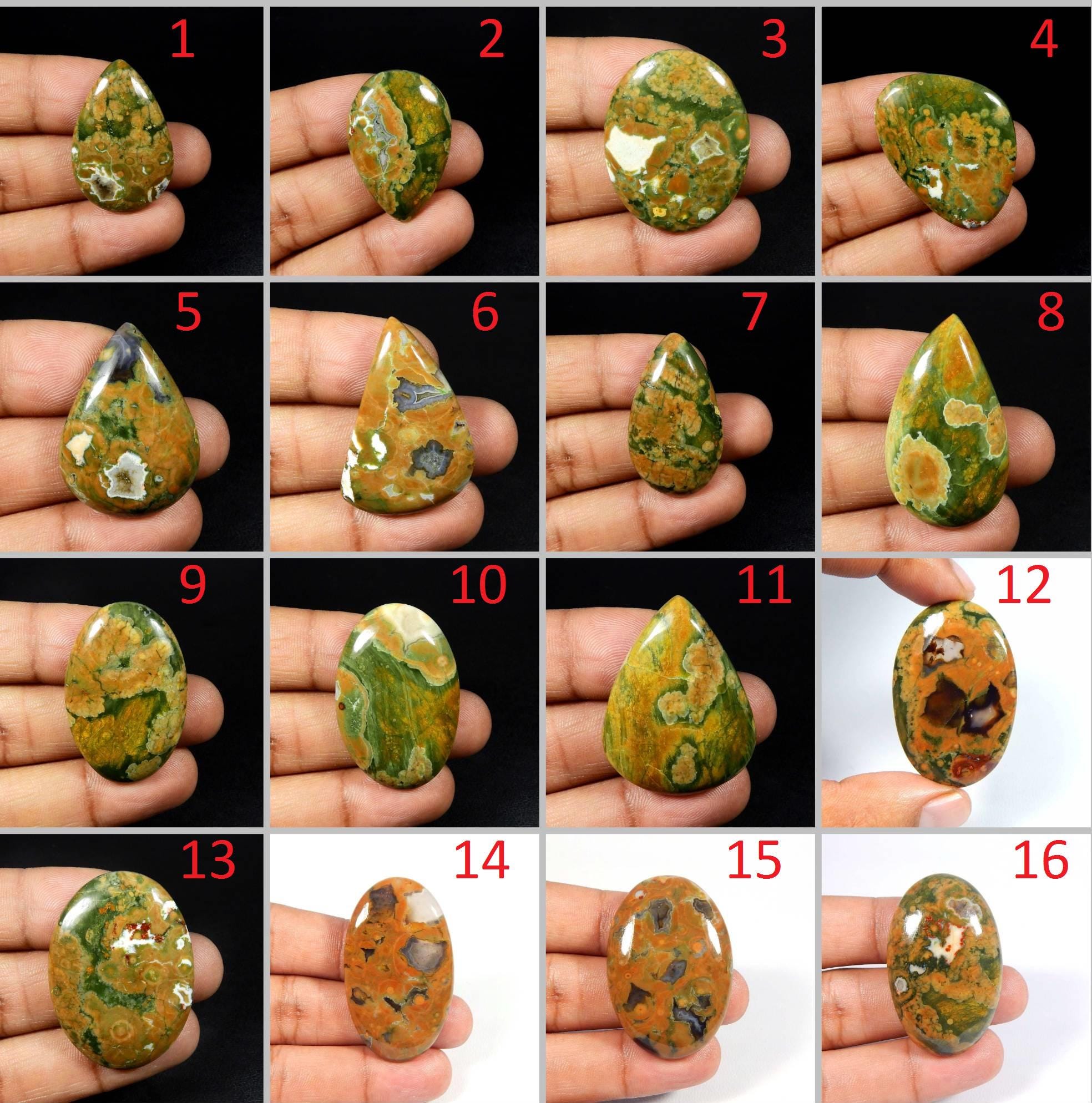 Rhyolite Jasper Cabochon. Amazing~ Rhyolite Jasper Gemstone. Natural Rainforest Jasper. Mix Shape Rhyolite Loose. Rhm-